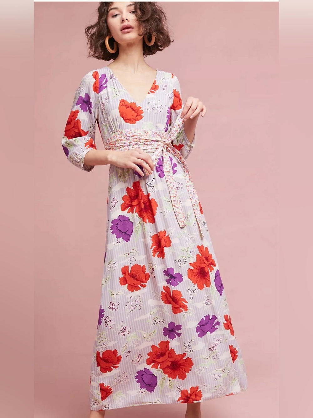 Maeve Belted Floral Midi Kimono Dress 8